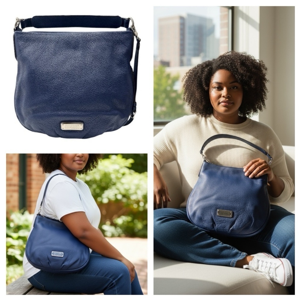 MARC BY MARC JACOBS Q Hillier Pebbled Hobo Shoulder Bag Navy